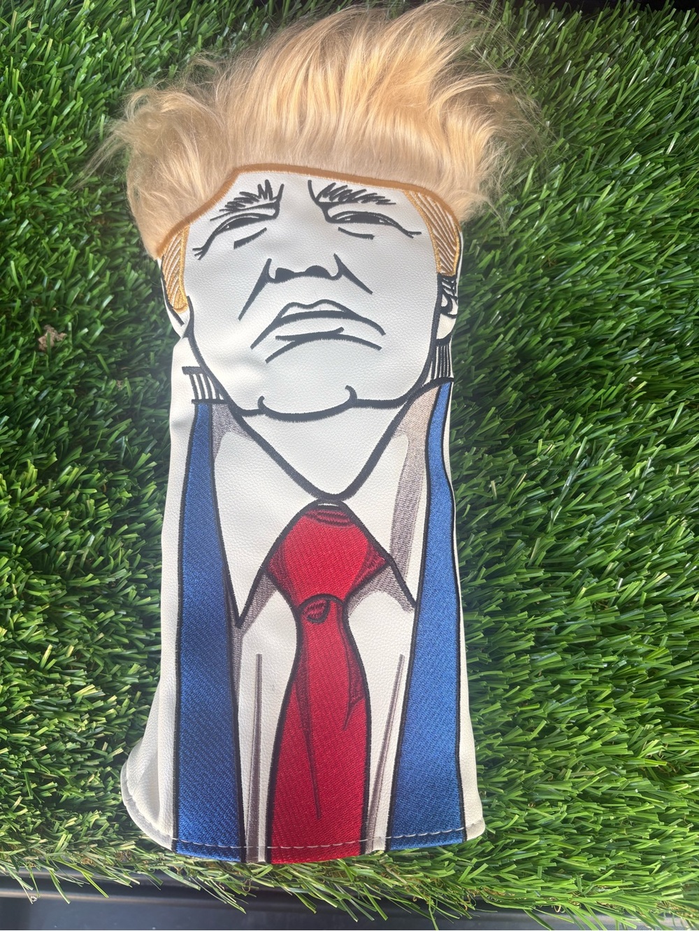 Novelty Blonde wild Hair golf Driver Headcover Donald Trump with Red Tie Design